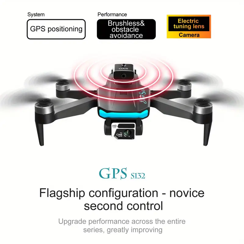 s132 gps positioning drone professional grade brushless motor intelligent obstacle avoidance optical flow positioning esc wifi dual hd camera 18 minutes battery life charging battery details 5