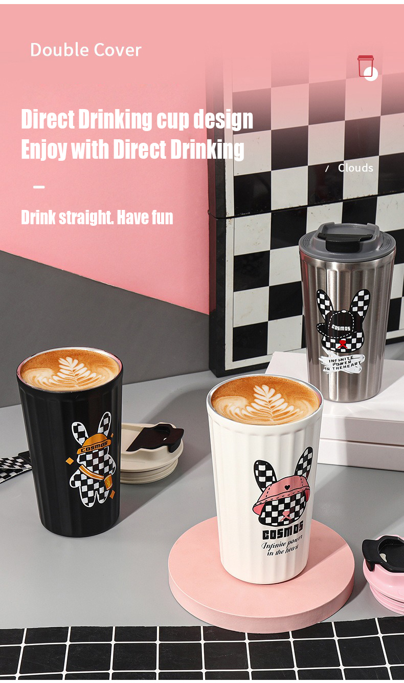 400ml Coffee Mug Portable Cute Portable Drinking Cup Stainless