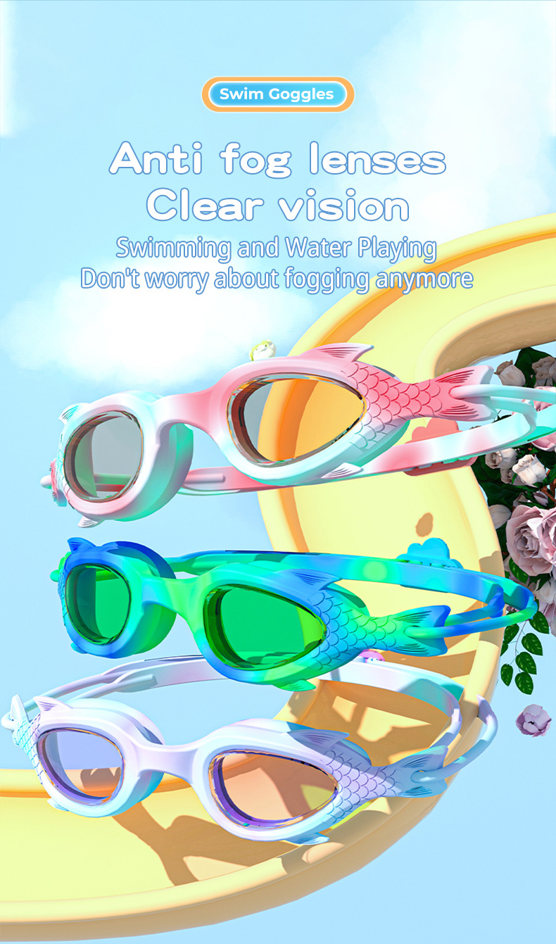 children swimming goggles with silicone cap waterproof fog proof clear vision for boys and girls professional water sports swimming equipment details 2
