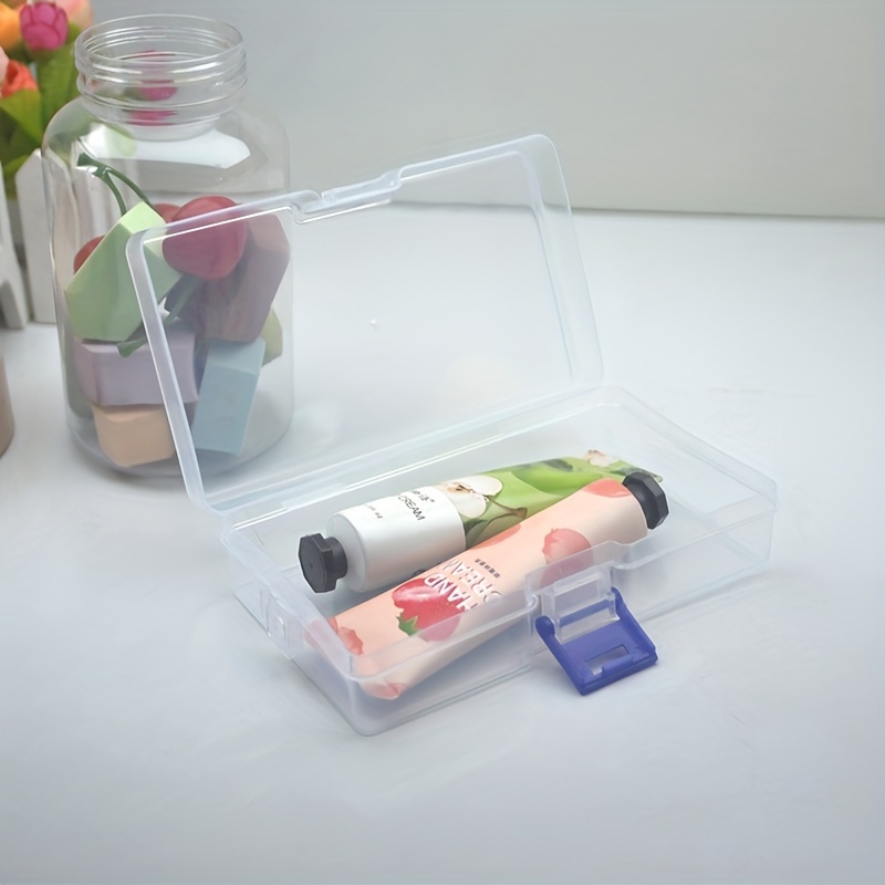 6pcs Transparent Plastic Square Box, 4.5cm/1.77inch, Clear Storage Case  With Hinged Cover, Small Beads Storage Container, Mini Storage Organizer  For D