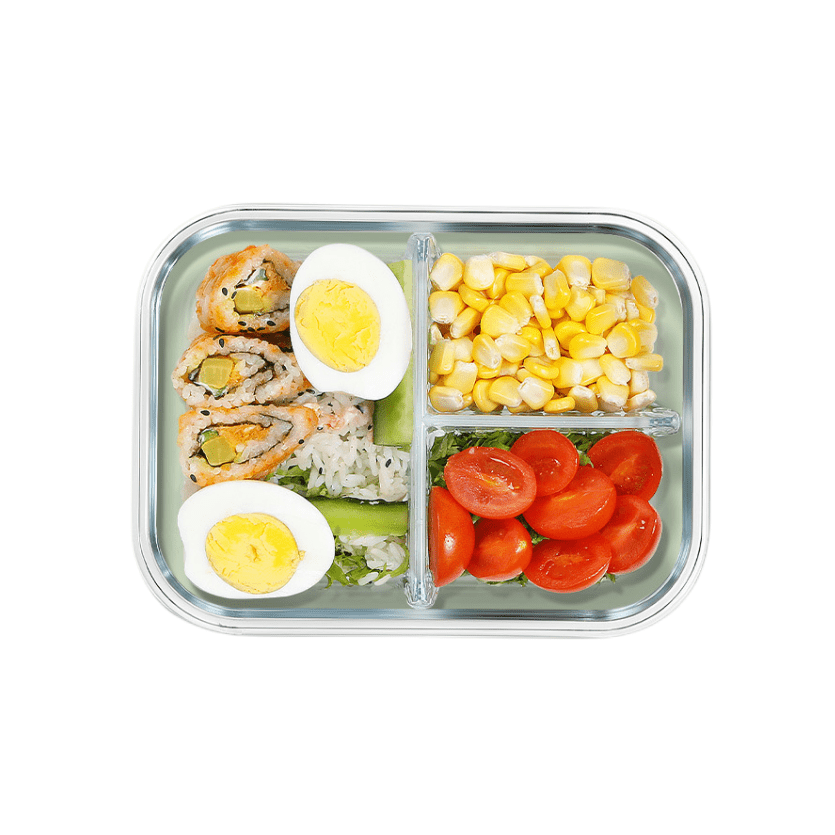 Multi-grid Glass Lunch Box, Glass Meal Prep Containers Glass Food