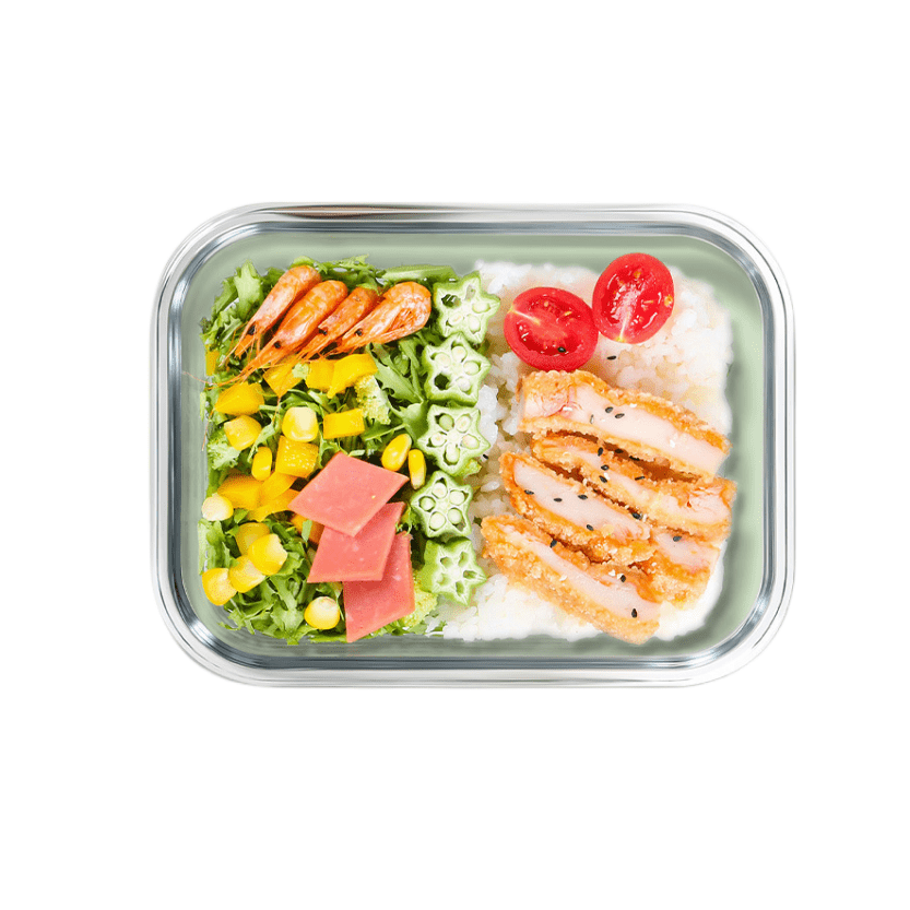 1040ML Multi-grid Glass Lunch Box Meal Prep Containers Glass Food