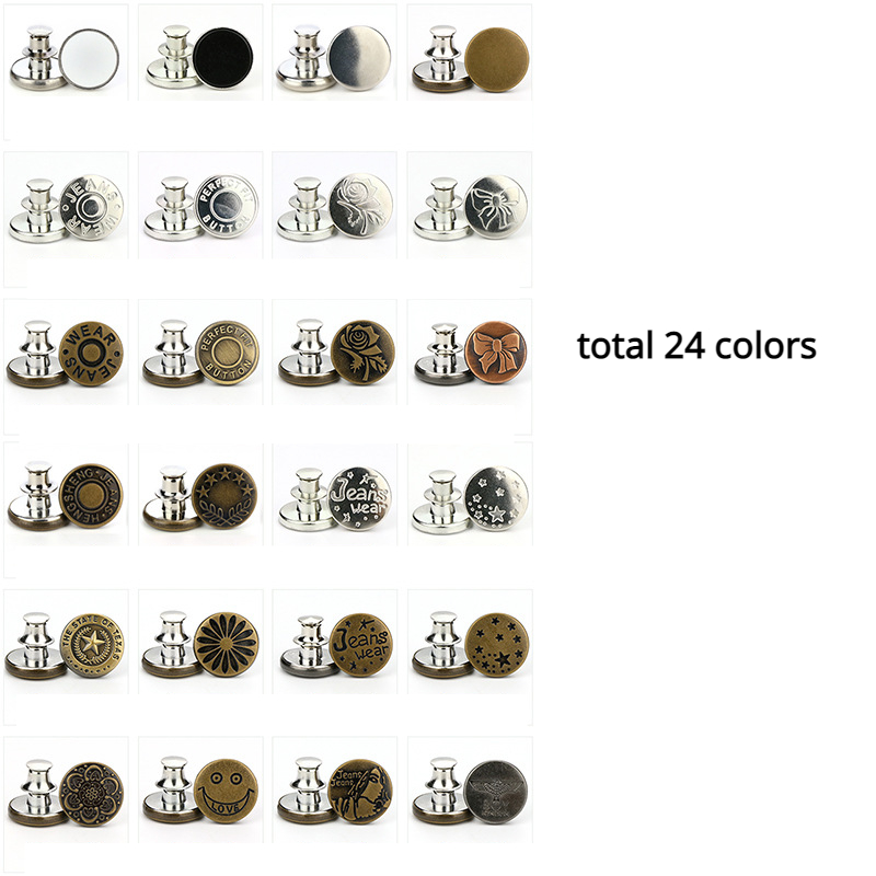 4/ 8pcs Adjustable Detachable Jeans Pin Buttons Nail Sewing-free Retro  Metal Buckles for DIY Clothing Garment Button Accessories