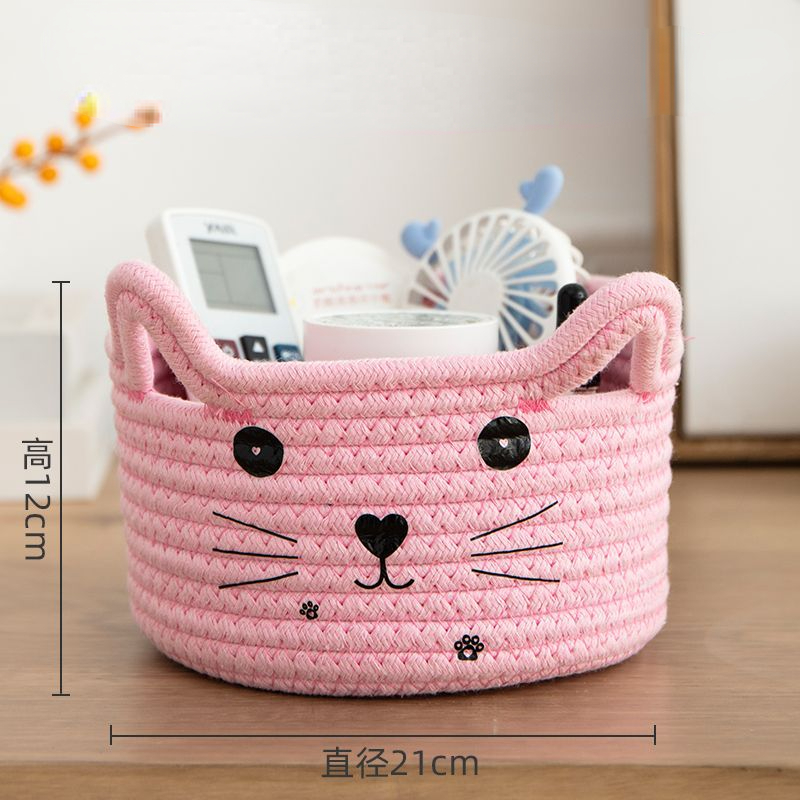 Cat Ear Woven Desktop Storage Basket Durable Storage Baskets - Temu