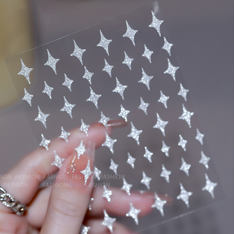 Reflective Glitter 3d Nail Stickers Decals laser Silver - Temu