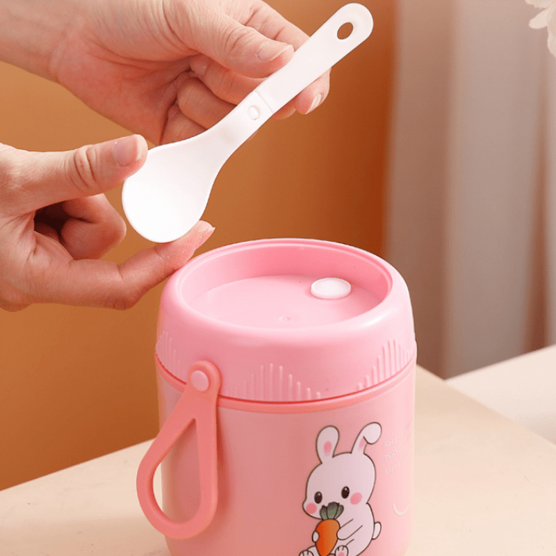 Stainless Steel Insulated Breakfast Cup w/ Cover, Spoon & Handle