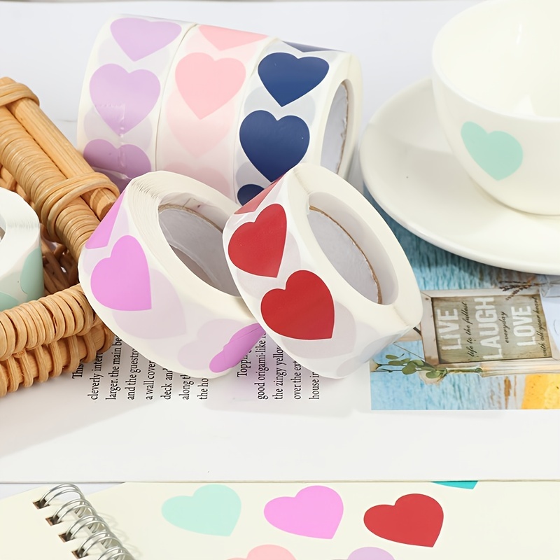 Colored Heart Stickers Roll Waterproof Removable Valentine's - Temu