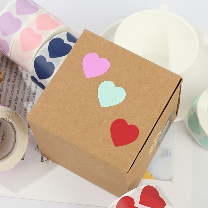 White Heart Stickers Roll 1 Inch Valentine's Day Love Shape Labels  Waterproof Removable for Craft Envelopes Boxes Gift Tags Bags Wedding 500  PCS