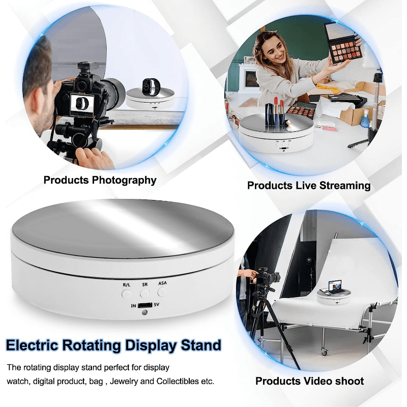 Motorized Rotating Display Stand,Electric Turntable, White