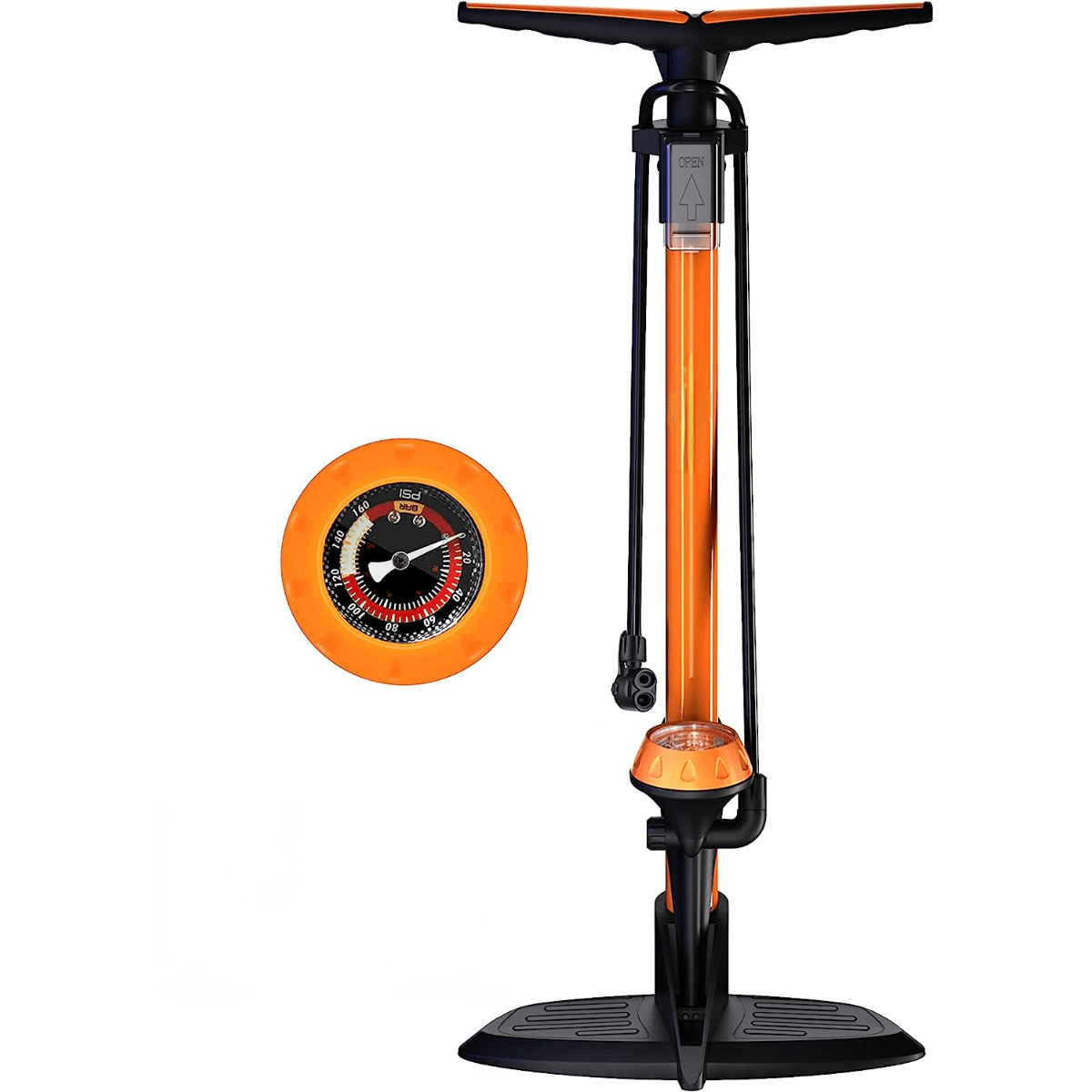 Pompe à vélo avec manomètre portable Mini pompe à vélo montée sur cadre 160  PSI haute pression Pompe à main Presta et Schrader Valve