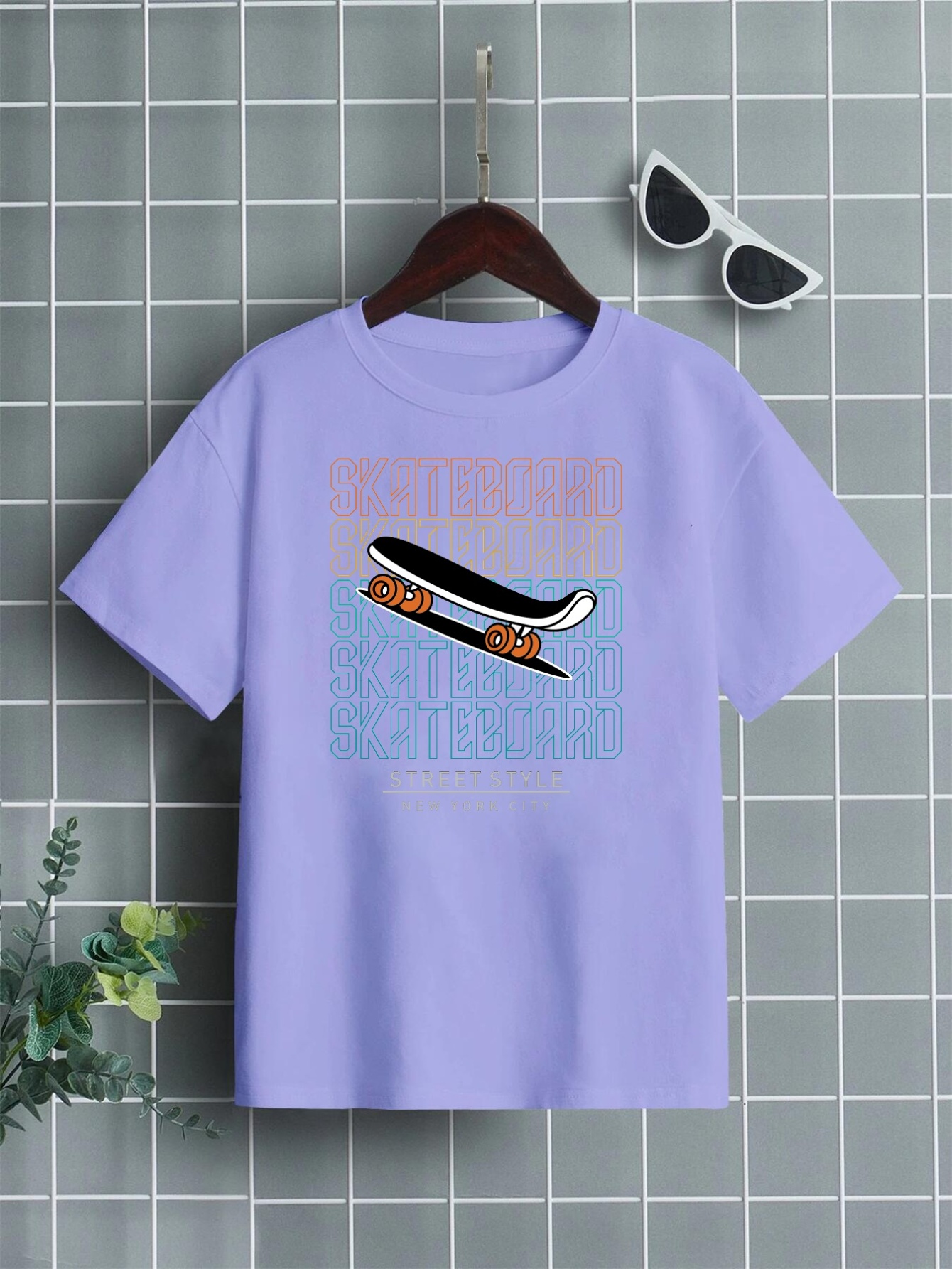 Trendy Skateboard Print T Shirt Tees Kids Boys Casual Short - Temu Australia