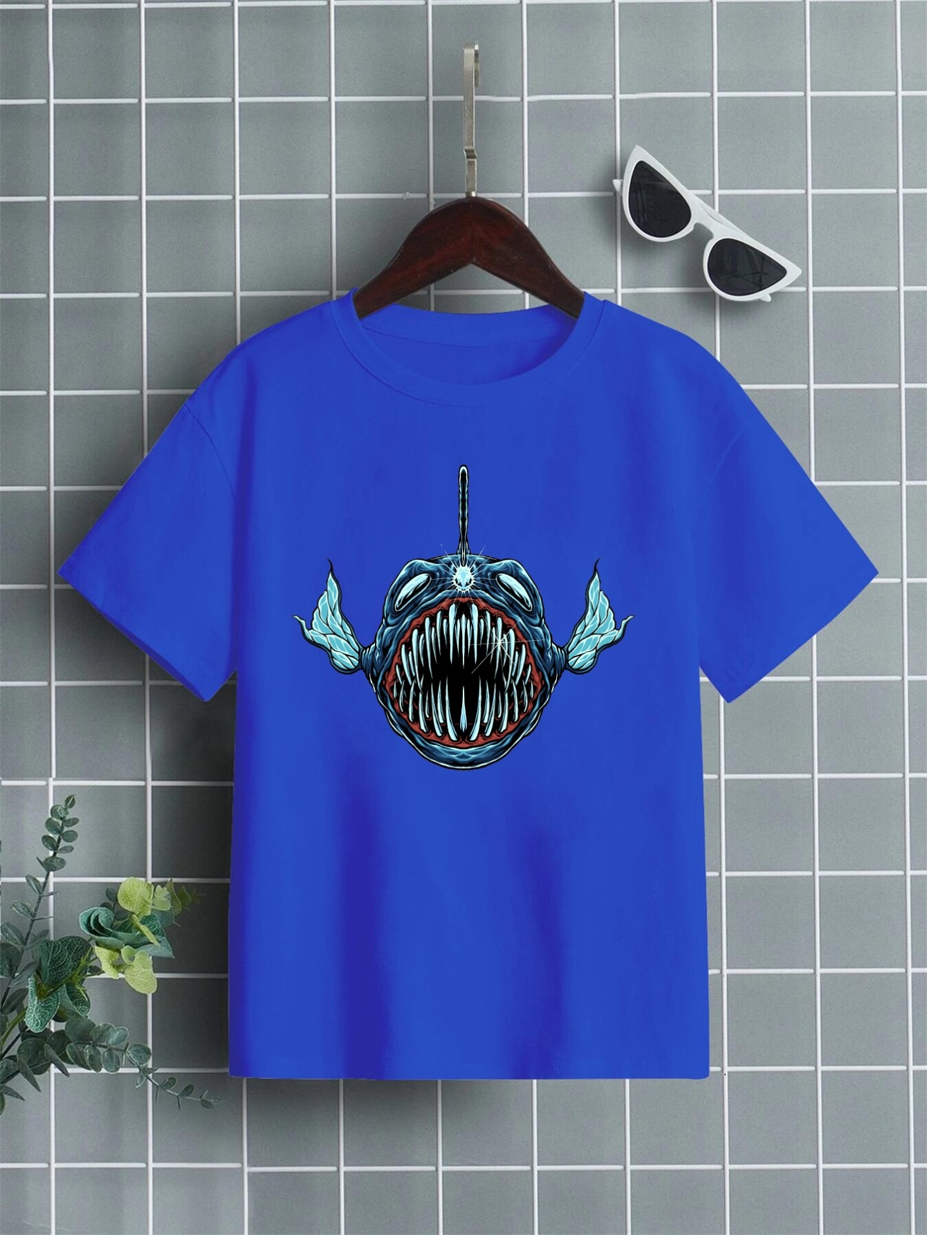 Ugly Fish Print T Shirt, Tees For Kids Boys, Casual Short Sleeve T-shirt  For Summer Spring Fall, Tops As Gifts