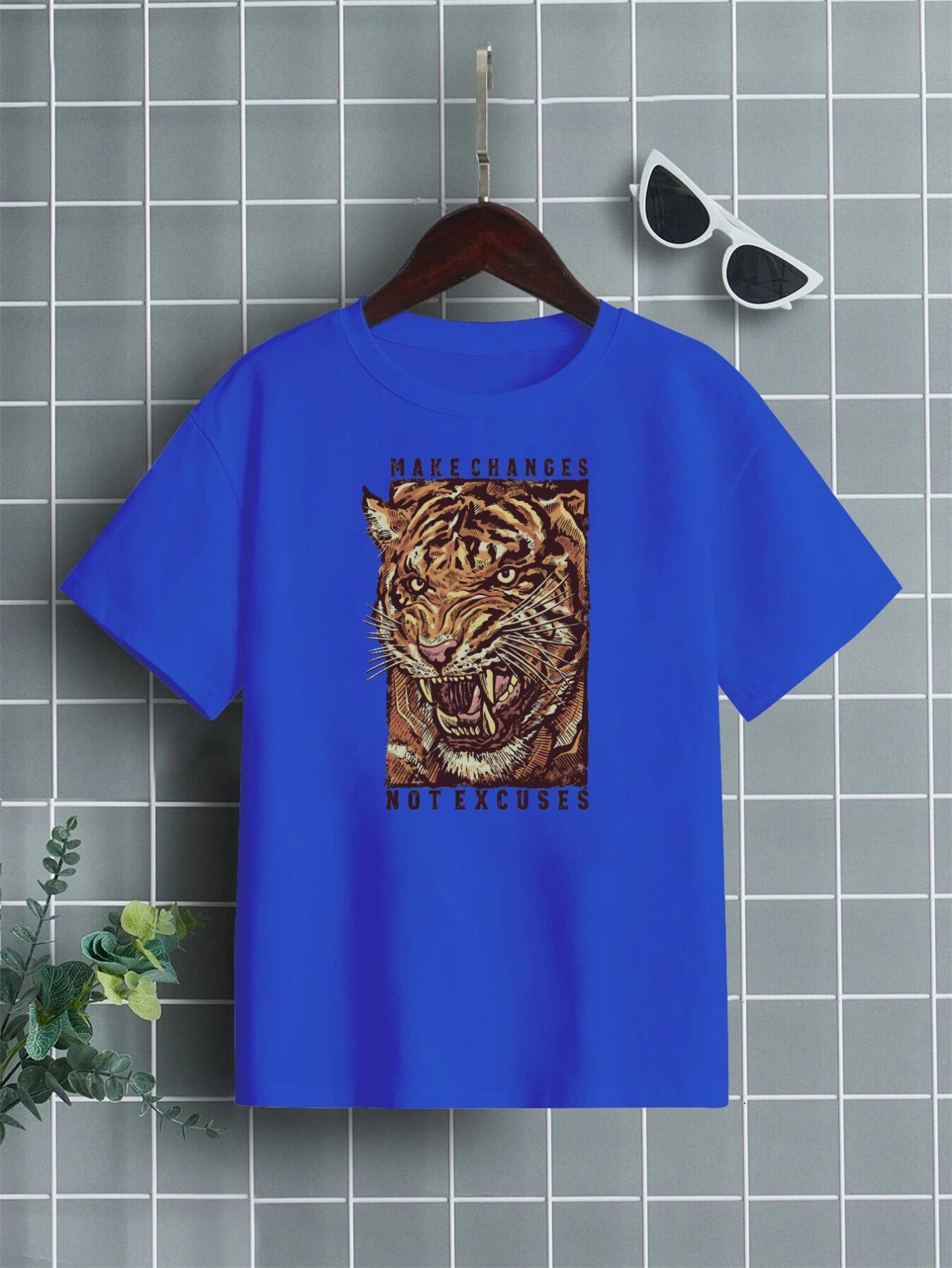 Cool Tiger And Letter Print T Shirt Tees For Kids Boys Casual