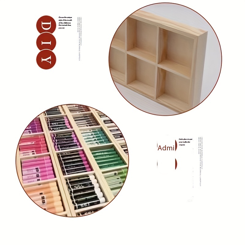 Six Grids Storage Box Art Pigment Tool Wooden Storage Box - Temu