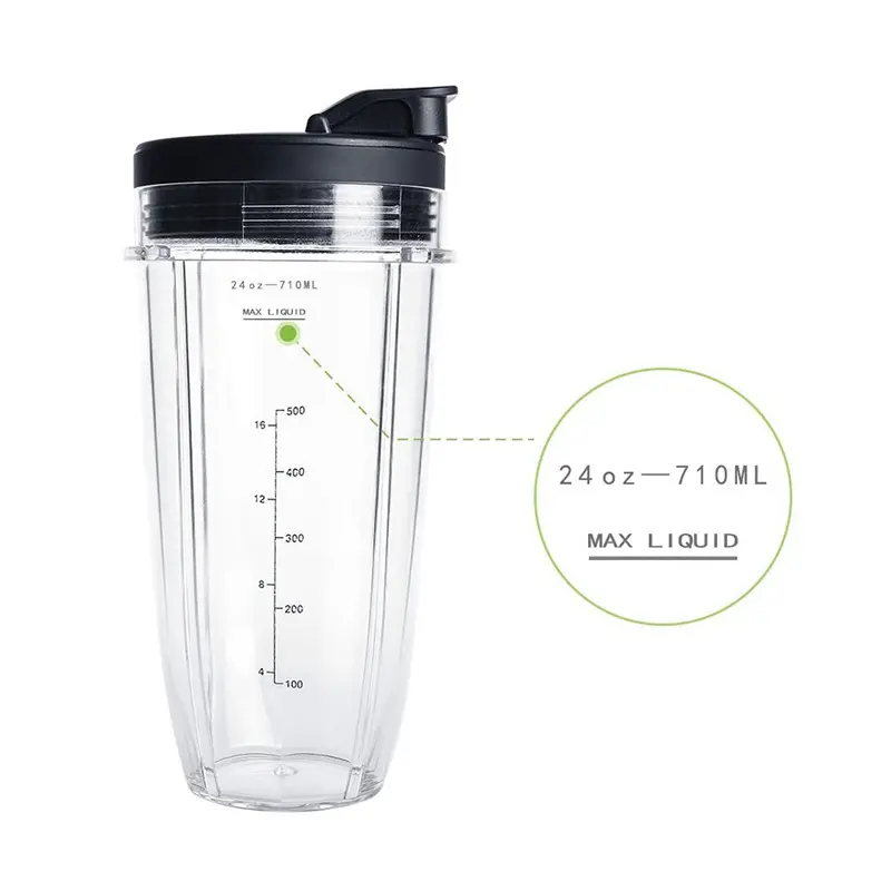 Replacement 24oz For Nutri Ninja Blender Cup With & Seal Lid For