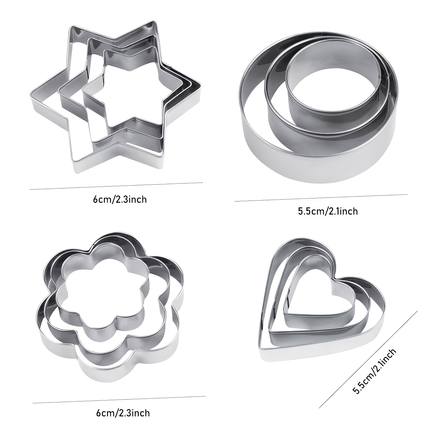 Metal Cookie Cutters Set - Star Cookie Cutter Stainless Steel Round Biscuit  Cutter Heart Small Star Cookie Cutters Mini Flower Molds Cutter for Baking