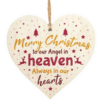 1pc Christmas Heaven Heart In Memory Dad Mum Memorial Xmas Tree Decoration Hanging Sign