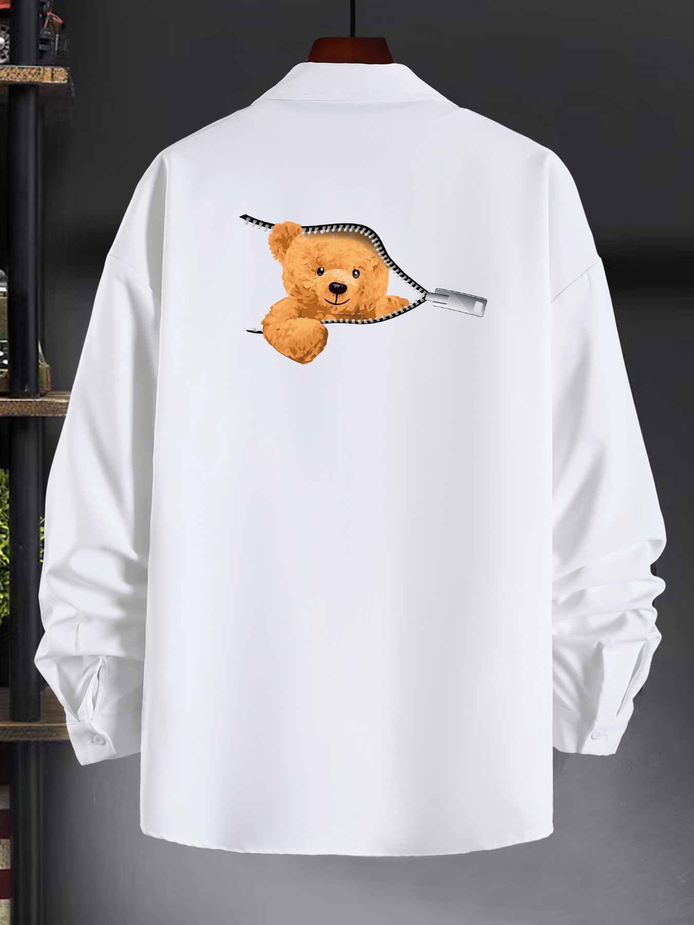 Teddy Bear Print T Shirt Long Sleeve Casual Top For Spring Fall