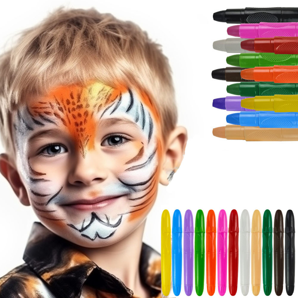 Paleta de Tinta Corporal, Maquiagem Profissional, Pintura Facial Ativada  por água, Bolo Dividido para Adultos para Festa de Halloween (12)