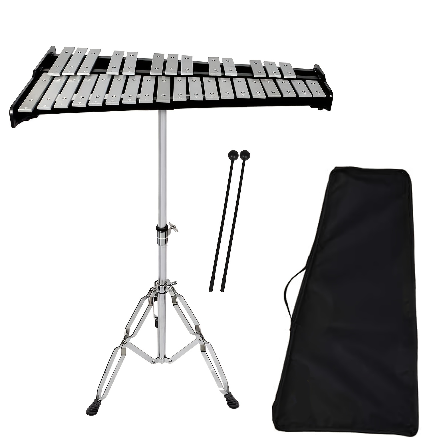 Kit Di Percussioni Xilofono Glockenspiel A 32 Note Con Supporto Regolabile  In Altezza, Bacchette E Borsa Per Il Trasporto