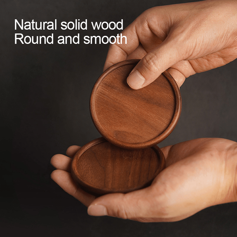 NEW Ebony Wooden Coasters Tea Coffee Cup Pad Placemats Durable Heat  Resistant Drink Mat Bowl Teapot Table Grooved Coaster