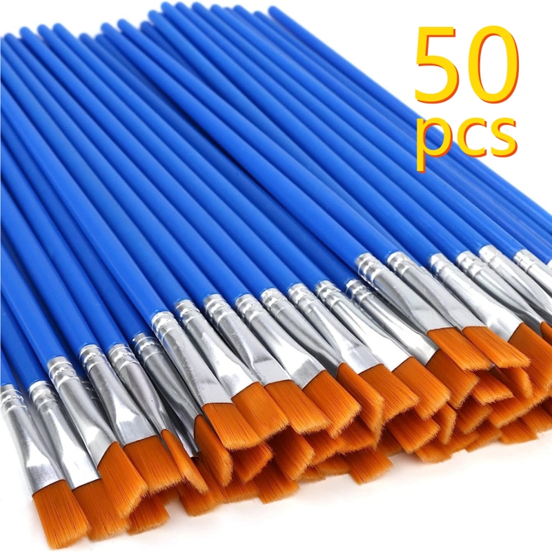 20 Pcs Flat Paint Brushes for Touch Up for Classroom Crafts Paint