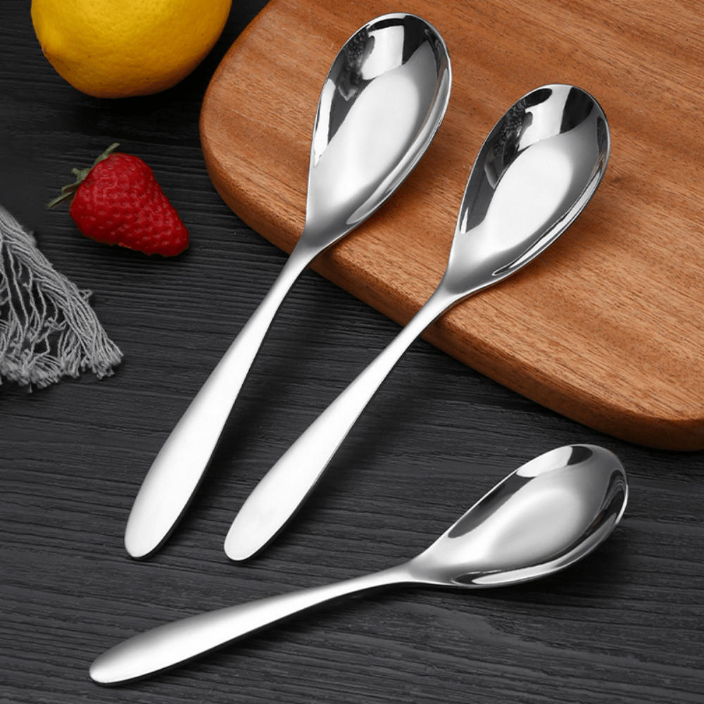 304 Stainless Steel Square Head Soup Spoon Solid Color Fruit