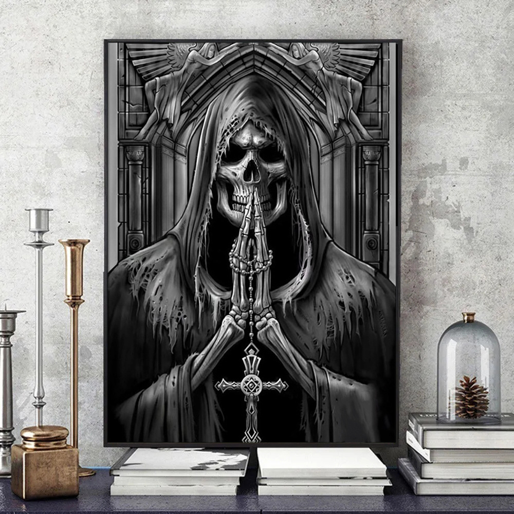 3d Diamond Painting Death Prayer Diy Skull - Temu