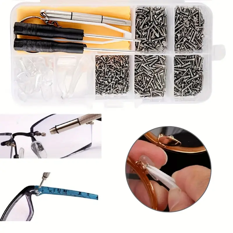 Glasses Repair Kit Glasses Screws Silicone Nose Holders And - Temu