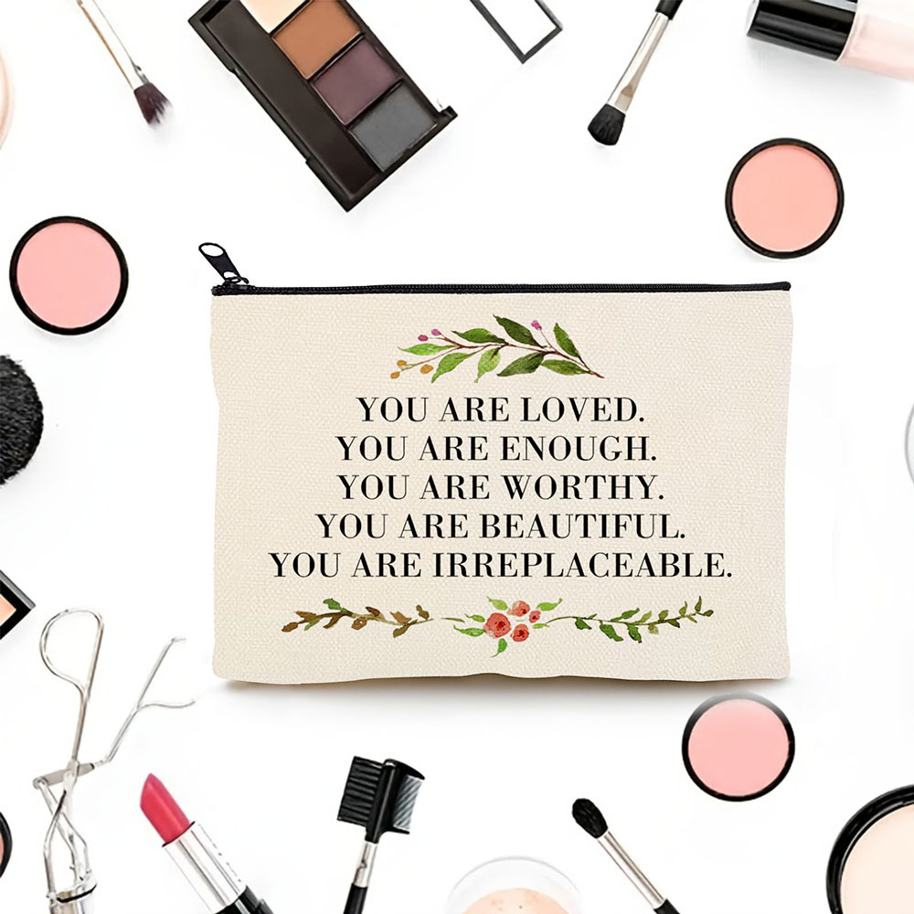 24 Pieces Inspirational Makeup Bag Bulk You Are Loved Motivational Quotes  Cosmet