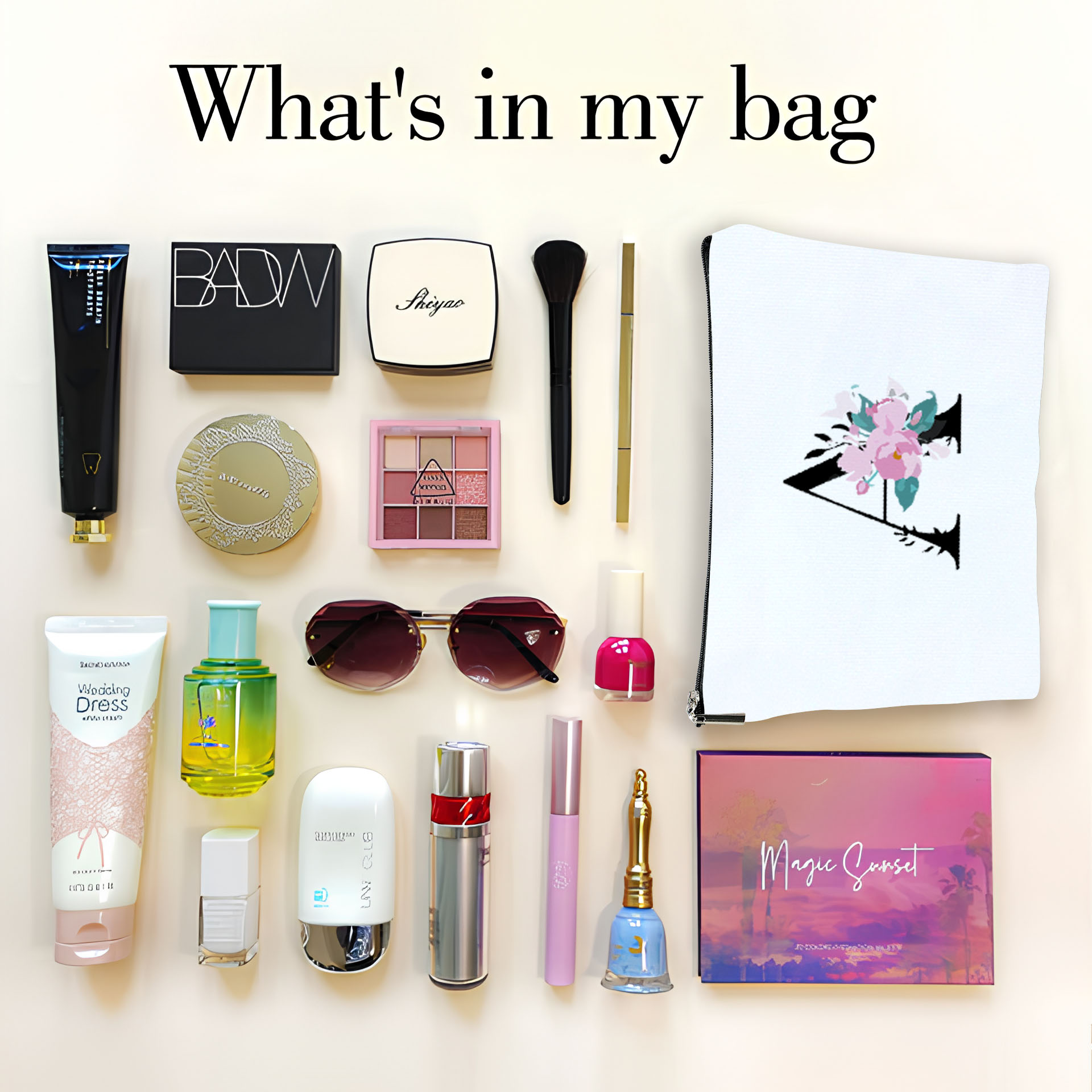 Floral A z Letter Print Makeup Bag Bridesmaid Makeup - Temu