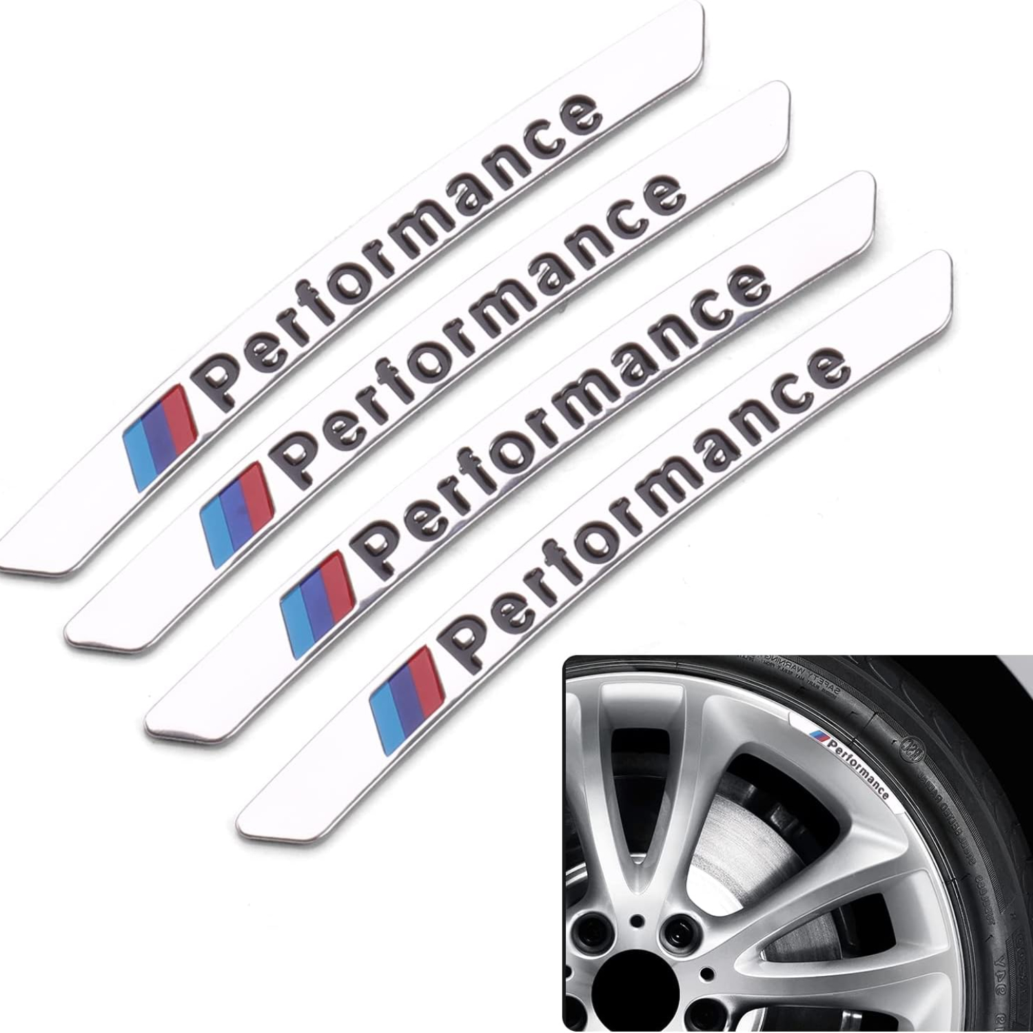 4 adesivi originali con logo BMW M, per cerchi in alluminio : :  Auto e Moto