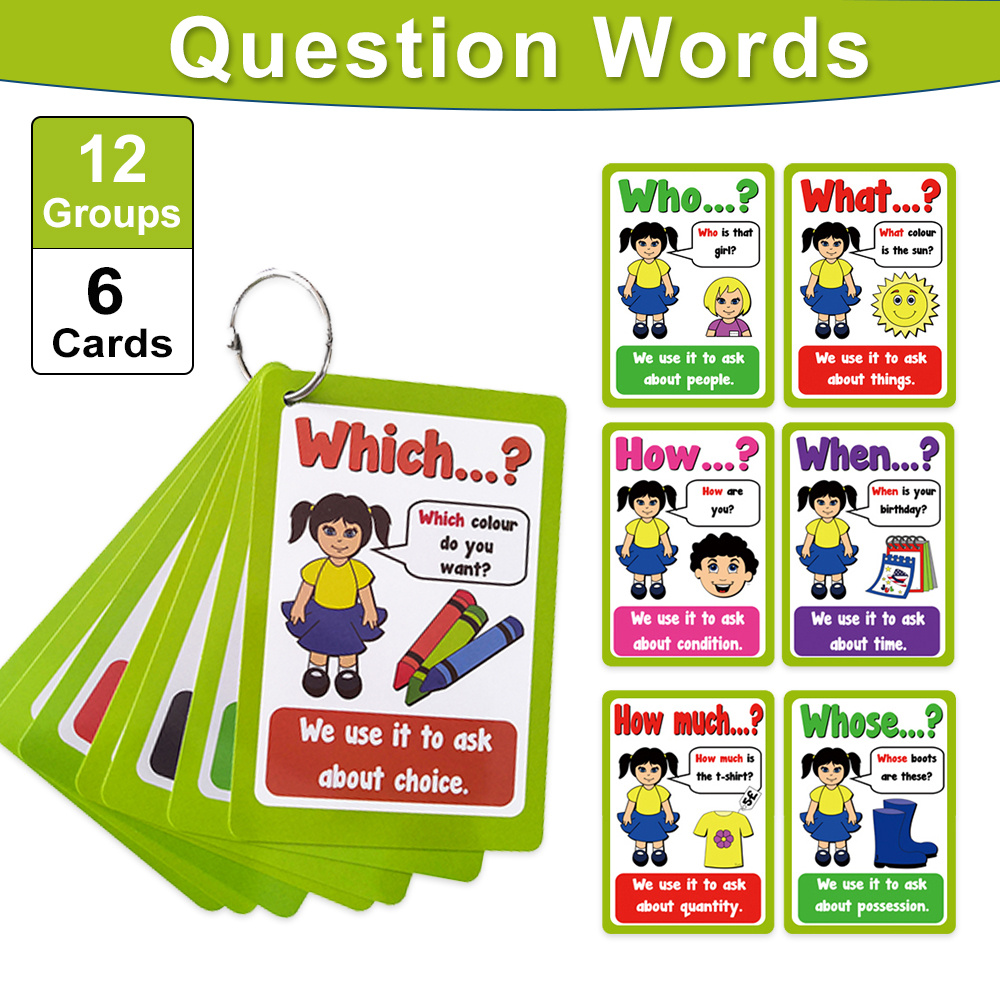 

Boost Your Kid's English Learning With 12 Groups Of Question Words Flashcards!