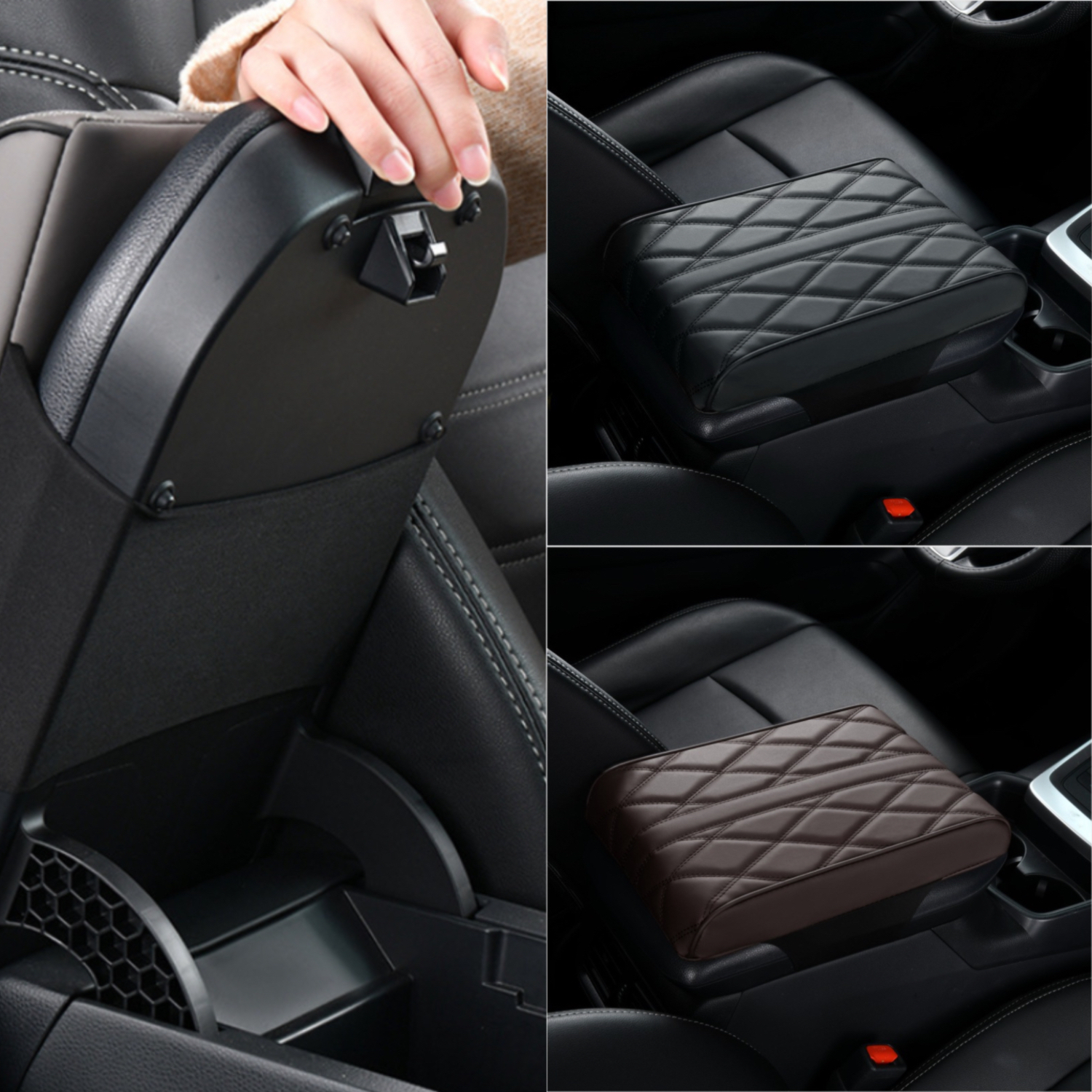 Pu Leather Car Armrest Pad Soft Car Armrest Cushion - Temu