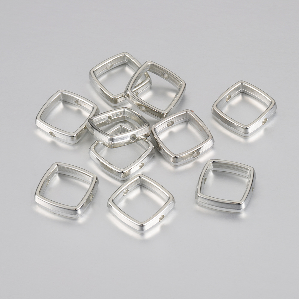 Image of 50pcs Of 14mm Two-hole Ccb Square Frame Spacer Beads For Necklaces, Bracelets, Earrings, Connectors, Pendants, Charms, And Other Jewelry Additions