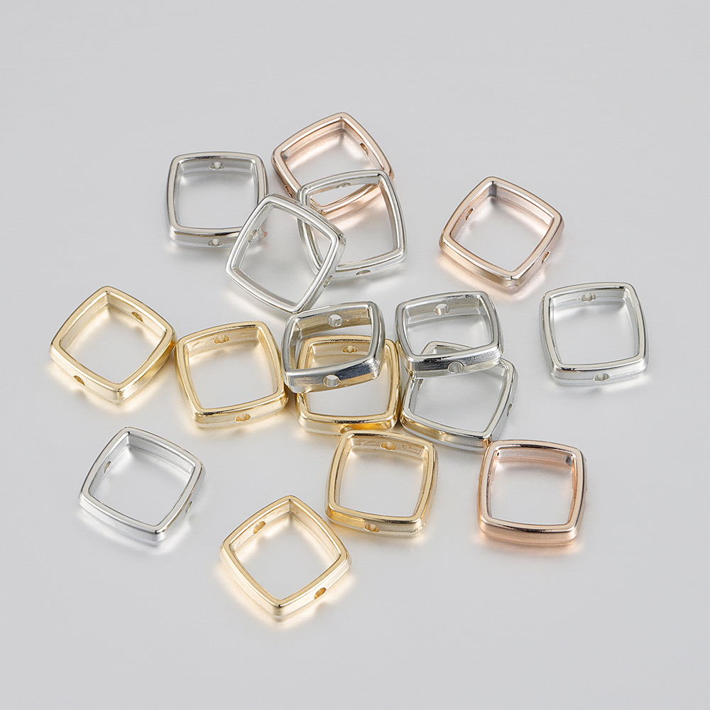 TEMU 50 piezas de cuentas espaciadoras cuadradas CCB de 14 mm con dos orificios para collares, pulseras, aretes, conectores, colgantes, dijes y otras