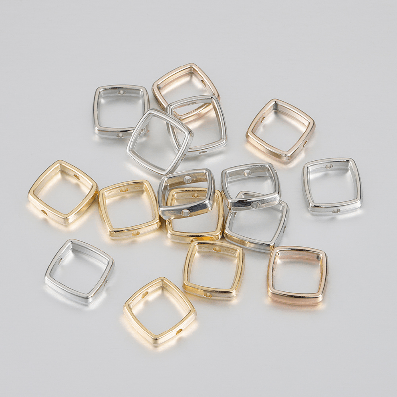 

50pcs 14mm 2 Hole Ccb Square Pendant Bead Frame Spacer Beads Diy Necklace Bracelet Earrings Connectors Pendants Charms Jewelry Accessories Small Business Supplies