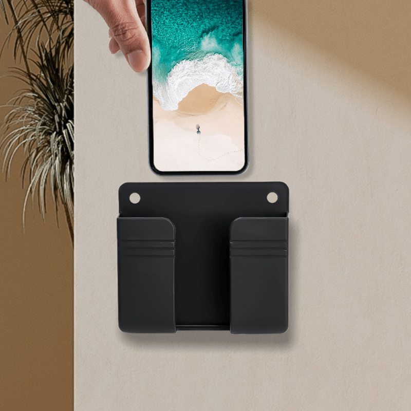 sugeryy Wall Mount Cell Phone Holder Adhesive Wall Cell Phone Holder  Charging Stand and Remote Control Stand Cell Phone Charger Outlet Pocket  Universal Deck Storage Box for Home Bedroom Bathroom 