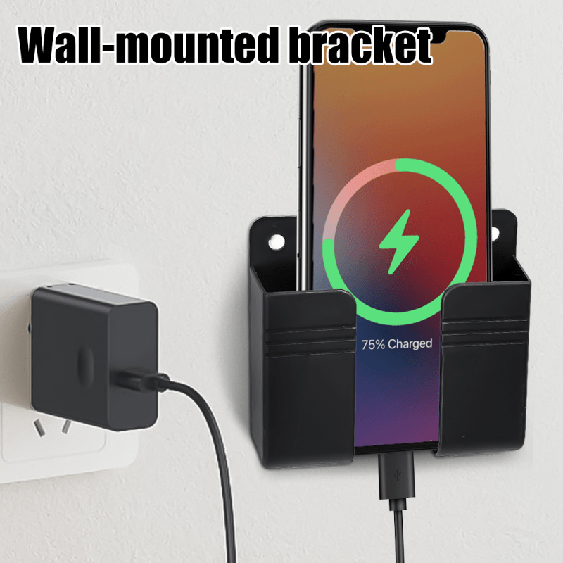 Wall Mount Phone Charger Holder, Wall Mount Adhesive Cell Phone Charging Bracket  Holder Remote Control Stand Sticky on Wall Stand Mount Mobile Phone Charger  Socket Pocket - by Viemira 