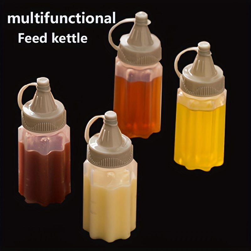 Condiment Squeeze Bottle Set Plastic with Caps, Refillable with