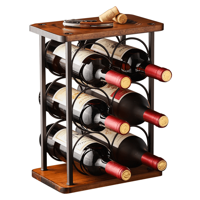 Countertop Wine Rack, Metal Wooden Bottom Red Wine Wine Glass Upside Down  Rack, Restaurant Bar Wine Rack Decoration, Wine Bottle Holder - Temu United  Arab Emirates