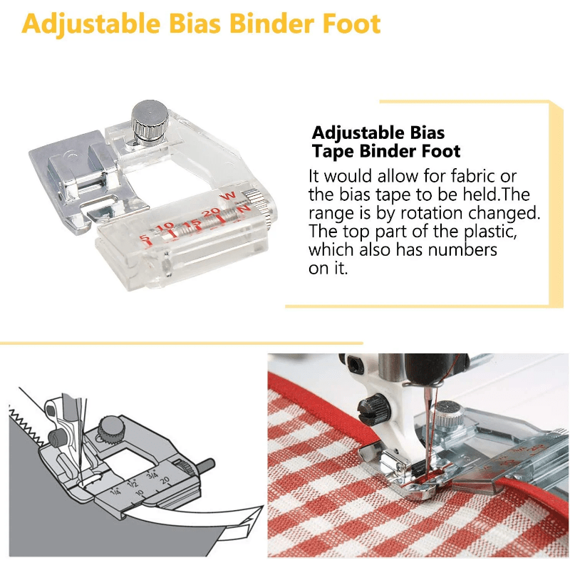 Buy Adjustable Tape Bias Binding Foot Snap-on for Domestic Sewing