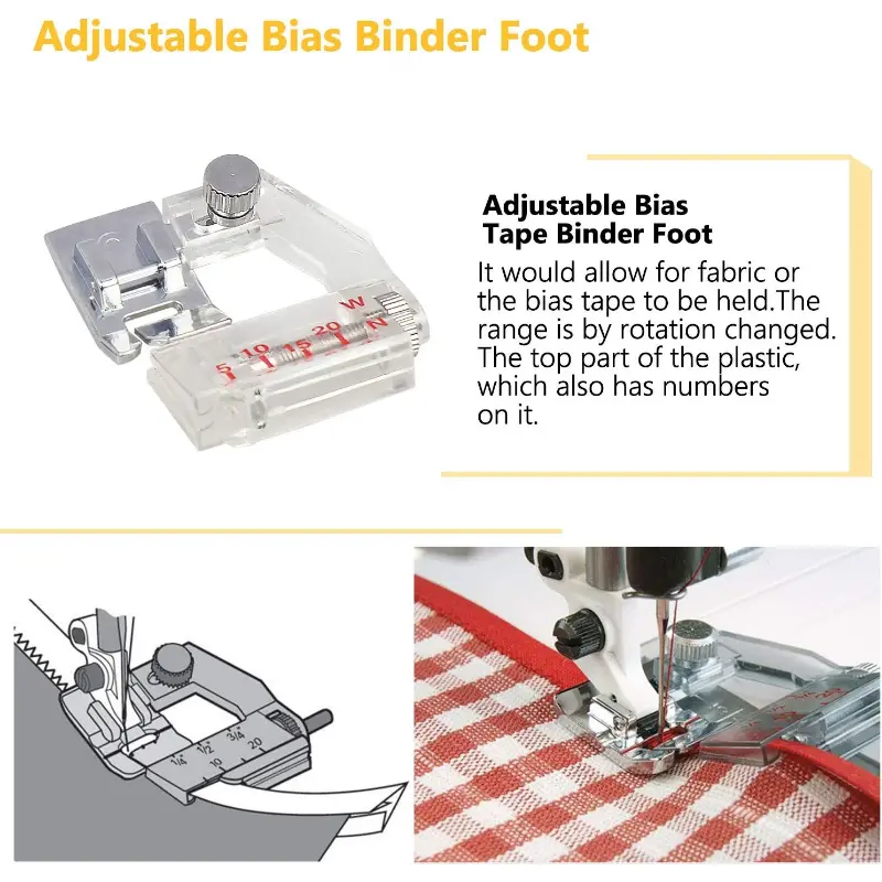 Adjustable Bias Tape Binding Foot Snap On Presser Foot - Temu