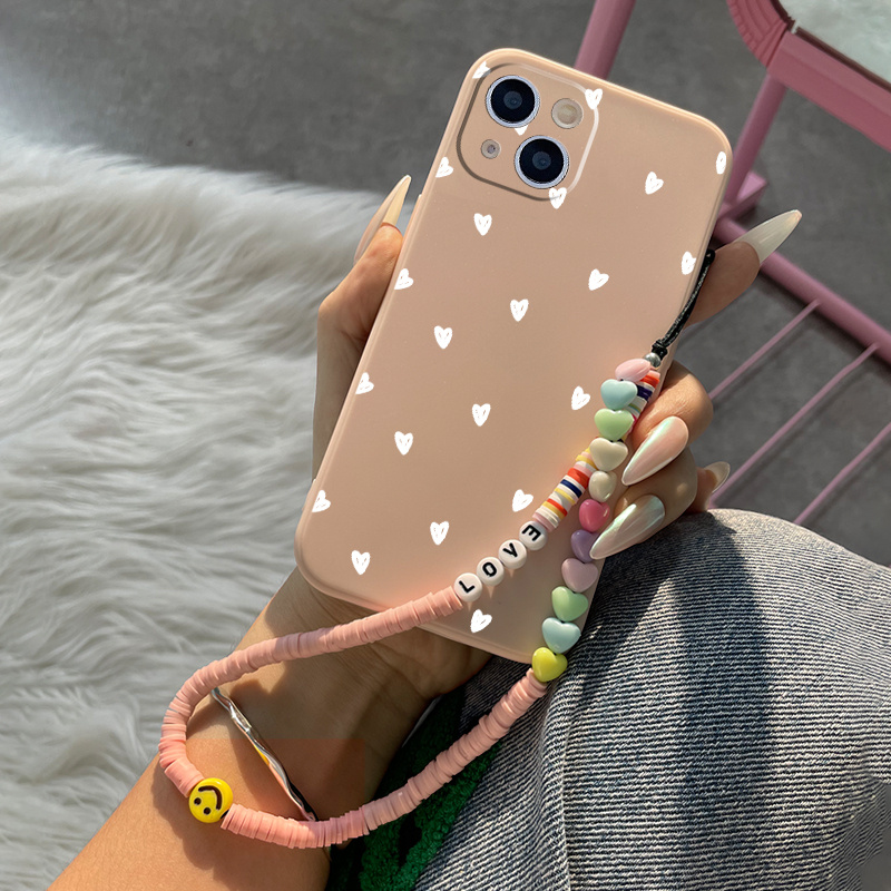 

Little Hearts Pattern Phone Case With Lanyard For Iphone 15/11/14/13/12/pro Max/xr/xs/7/8/6 Plus/mini Luxury Silicone Cover Anti-fingerprint Fall Car Shockproof Compatible Bumper Heart Phone Cases