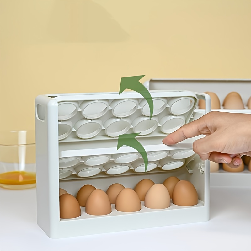  Egg Holder for Refrigerator 3 Layer Egg Storage Container/Box  with Handle Rolling Egg Dispenser Clear Egg Tray Stackable Fridge Organizer  Bins Egg Cartons : Appliances