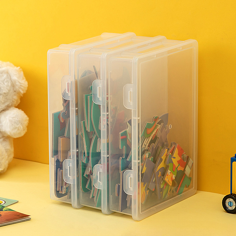 Transparent Toy Puzzle Storage Box Short Flat And Covered - Temu