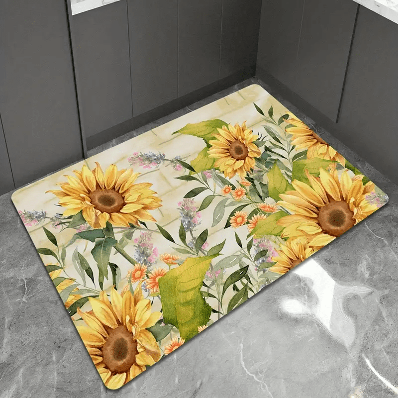 Sunflower Pattern Dish Drying Mat For Countertop - Temu