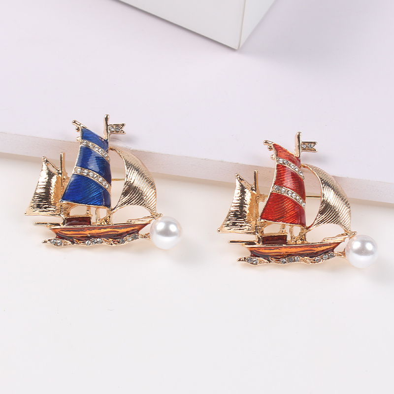 Sailing Boat Brooch Simple Rhinestone Badges Jewelry - Temu United