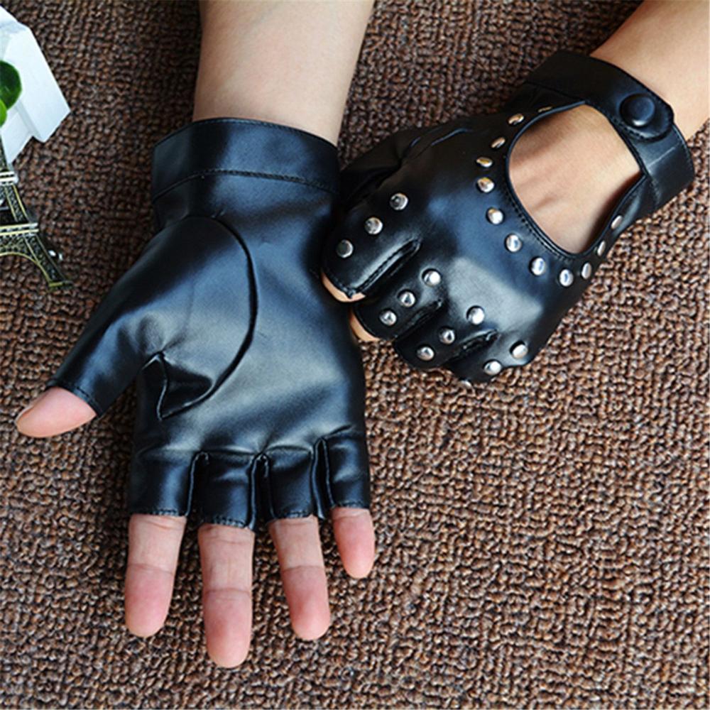 Fashion Half Finger Driving dance Women 1 Pcs PU Leather Fingerless Gloves