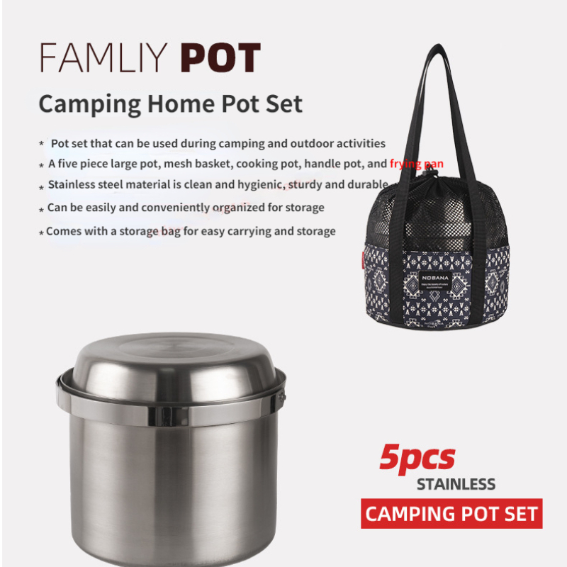 Nobana Outdoor Stainless Steel Pot Set Camping Family Pot - Temu